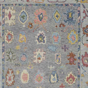 HomeRoots 4' Hand-Knotted Wool Oriental Area Rug in Gray-Blue and Red with Elegant Tasseled Fringe Design 4' X 6' 566256