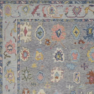 HomeRoots 4' Hand-Knotted Wool Oriental Area Rug in Gray-Blue and Red with Elegant Tasseled Fringe Design 6' X 9' 566257