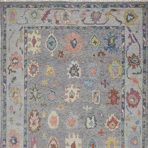 HomeRoots 4' Hand-Knotted Wool Oriental Area Rug in Gray-Blue and Red with Elegant Tasseled Fringe Design 8' X 10' 566258