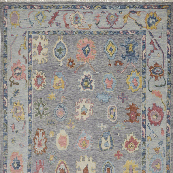 HomeRoots 4' Hand-Knotted Wool Oriental Area Rug in Gray-Blue and Red with Elegant Tasseled Fringe Design 8' X 10' 566258