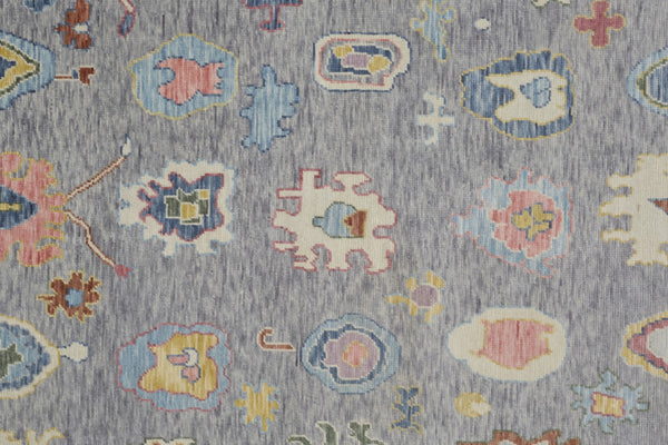 HomeRoots 4' Hand-Knotted Wool Oriental Area Rug in Gray-Blue and Red with Elegant Tasseled Fringe Design 9' X 13' 566260