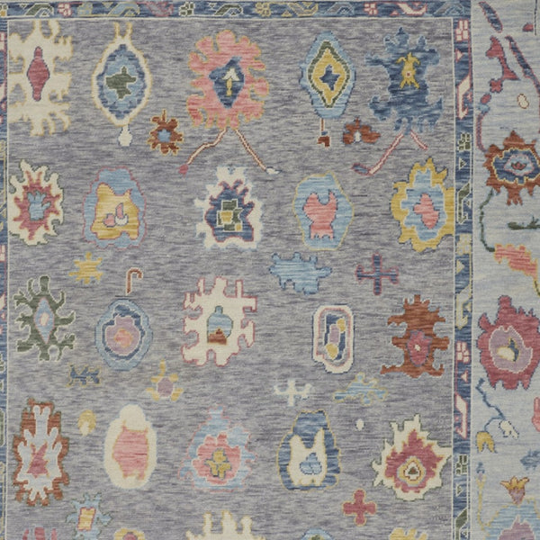 HomeRoots 4' Hand-Knotted Wool Oriental Area Rug in Gray-Blue and Red with Elegant Tasseled Fringe Design 2' X 3' 566263