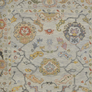 HomeRoots 4' Timeless Gray Red and Yellow Hand-Knotted Wool Oriental Rug with Fringe for Elegant Spaces 4' X 6' 566264