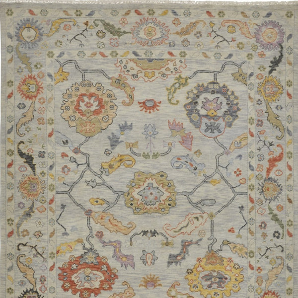 HomeRoots 4' Timeless Gray Red and Yellow Hand-Knotted Wool Oriental Rug with Fringe for Elegant Spaces 4' X 6' 566264