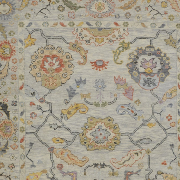 HomeRoots 4' Timeless Gray Red and Yellow Hand-Knotted Wool Oriental Rug with Fringe for Elegant Spaces 6' X 9' 566265
