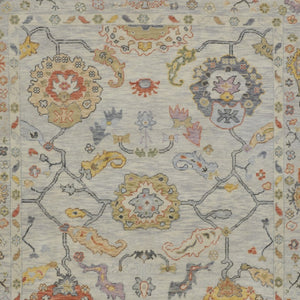 HomeRoots 4' Timeless Gray Red and Yellow Hand-Knotted Wool Oriental Rug with Fringe for Elegant Spaces 8' X 12' 566267