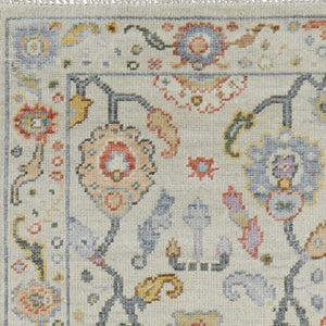 HomeRoots 4' Timeless Gray Red and Yellow Hand-Knotted Wool Oriental Rug with Fringe for Elegant Spaces 8' Runner 566269
