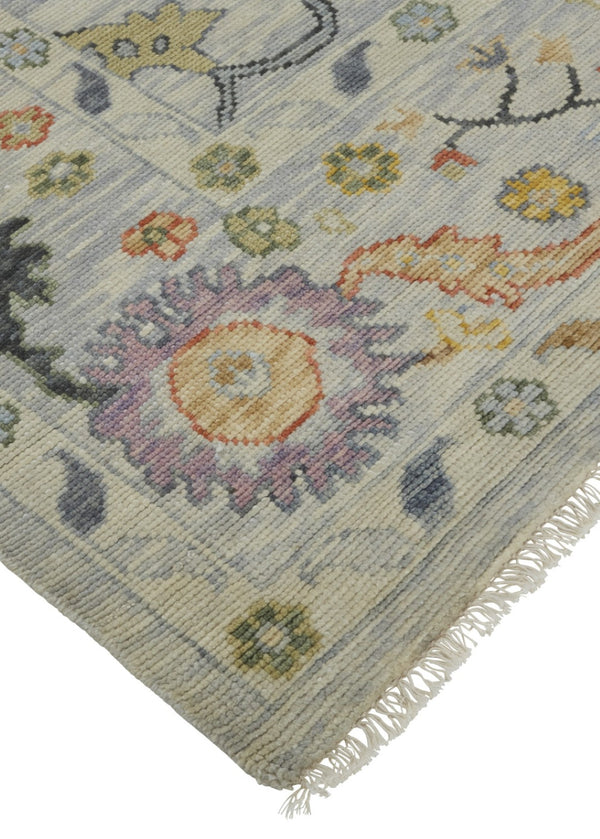 HomeRoots 4' Timeless Gray Red and Yellow Hand-Knotted Wool Oriental Rug with Fringe for Elegant Spaces 12' X 15' 566270