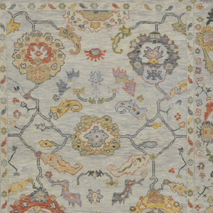 HomeRoots 4' Timeless Gray Red and Yellow Hand-Knotted Wool Oriental Rug with Fringe for Elegant Spaces 2' X 3' 566271