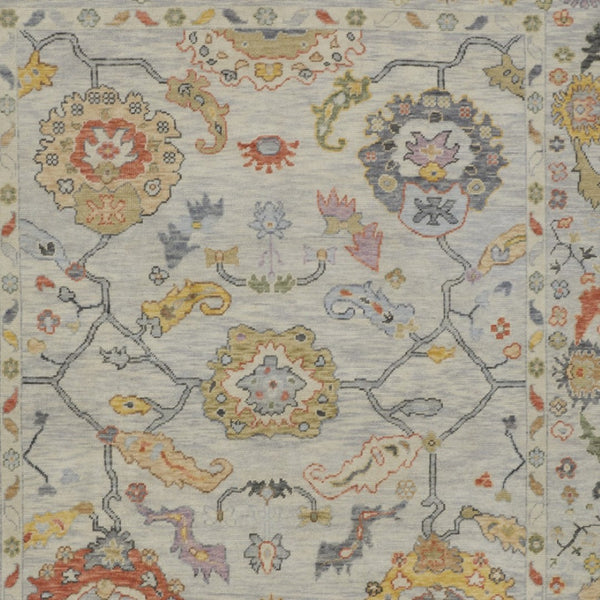 HomeRoots 4' Timeless Gray Red and Yellow Hand-Knotted Wool Oriental Rug with Fringe for Elegant Spaces 2' X 3' 566271