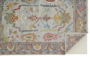HomeRoots 4' Timeless Gray Blue and Gold Hand-Knotted Wool Oriental Area Rug with Artisan Fringed Finish 4' X 6' 566272