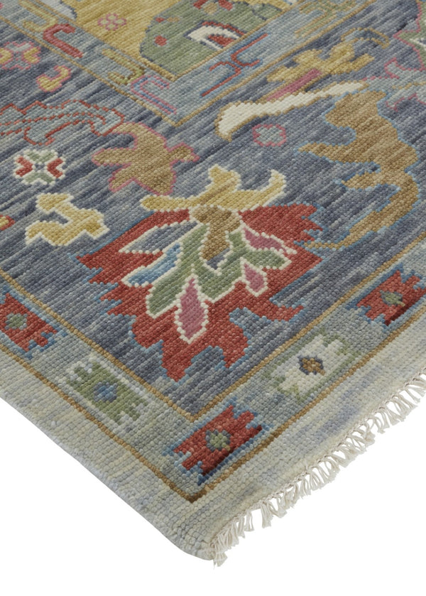 HomeRoots 4' Timeless Gray Blue and Gold Hand-Knotted Wool Oriental Area Rug with Artisan Fringed Finish 8' X 10' 566274