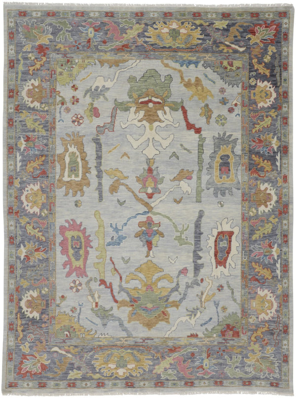 HomeRoots 4' Timeless Gray Blue and Gold Hand-Knotted Wool Oriental Area Rug with Artisan Fringed Finish 8' X 12' 566275