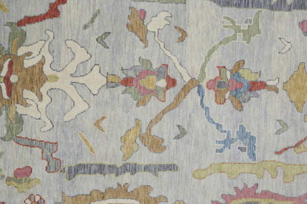 HomeRoots 4' Timeless Gray Blue and Gold Hand-Knotted Wool Oriental Area Rug with Artisan Fringed Finish 9' X 13' 566276