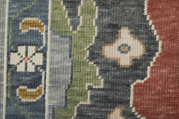 Homeroots 4' X 6' Gray Red And Ivory Wool Floral Hand Knotted Area Rug With Fringe Red Wool 566280