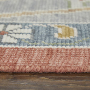 Homeroots 2' X 3' Gray Red And Ivory Wool Floral Hand Knotted Area Rug With Fringe Red Wool 566285