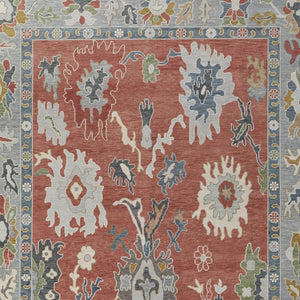 Homeroots 2' X 3' Gray Red And Ivory Wool Floral Hand Knotted Area Rug With Fringe Red Wool 566285