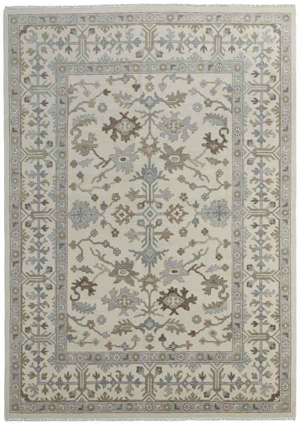 HomeRoots 4' Hand-Knotted Wool Area Rug with Floral Design and Tassel Fringe for Timeless Home Décor 4' X 6' 566286