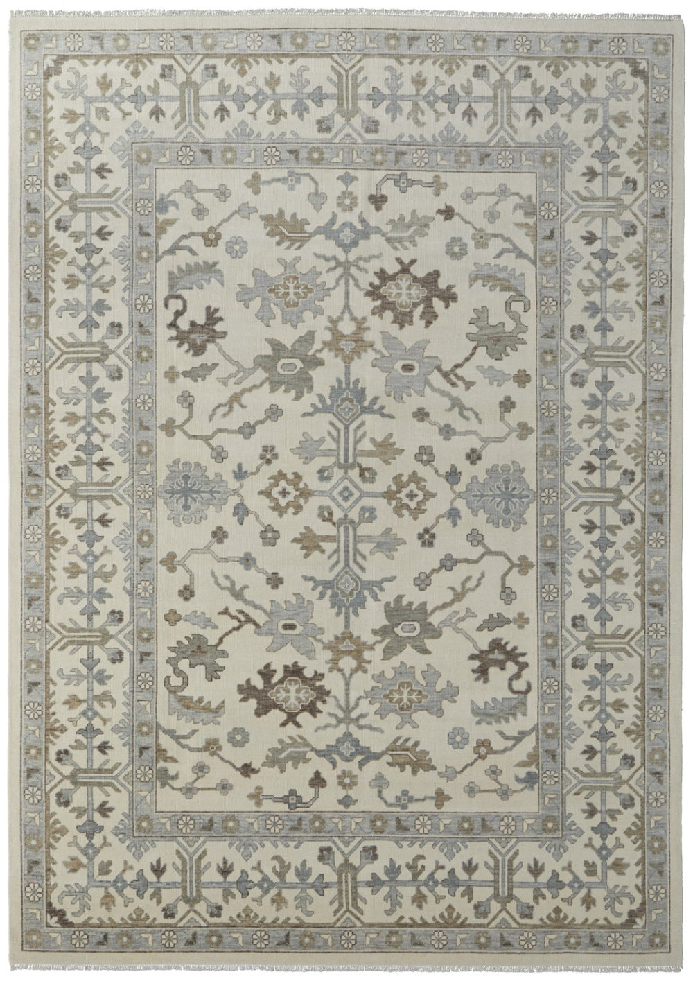 HomeRoots 4' Hand-Knotted Wool Area Rug with Floral Design and Tassel Fringe for Timeless Home Décor 4' X 6' 566286