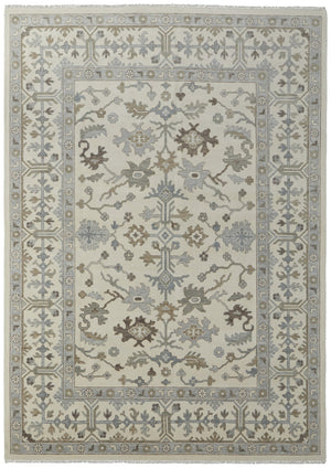 HomeRoots 4' Hand-Knotted Wool Area Rug with Floral Design and Tassel Fringe for Timeless Home Décor 8' X 10' 566288