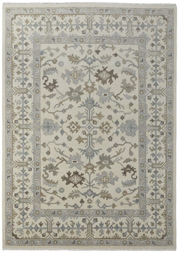 HomeRoots 4' Hand-Knotted Wool Area Rug with Floral Design and Tassel Fringe for Timeless Home Décor 9' X 13' 566290