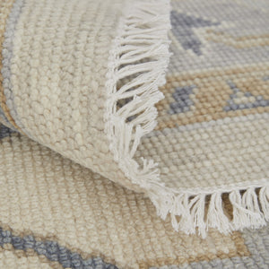 HomeRoots 4' Hand-Knotted Wool Area Rug with Floral Design in Gray, Ivory, and Blue – Timeless Elegance! 6' X 9' 566293
