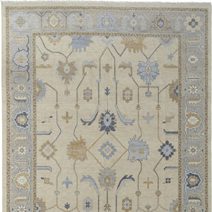 HomeRoots 4' Hand-Knotted Wool Area Rug with Floral Design in Gray, Ivory, and Blue – Timeless Elegance! 6' X 9' 566293