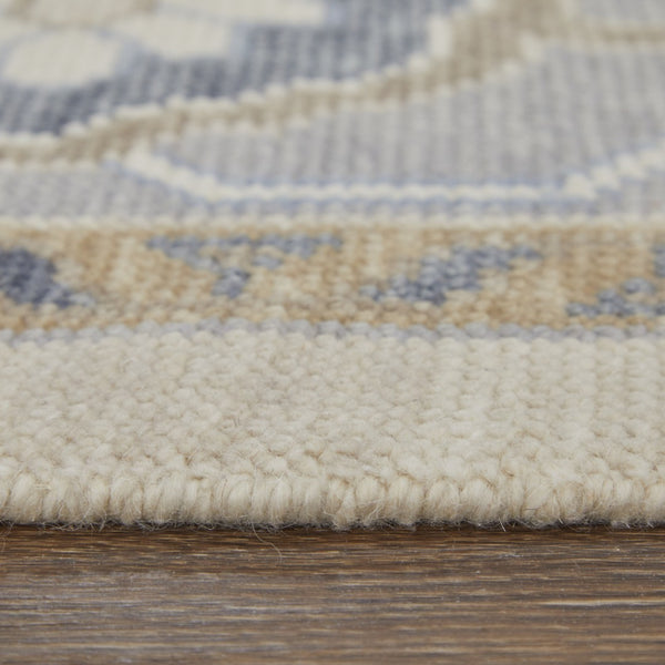 HomeRoots 4' Hand-Knotted Wool Area Rug with Floral Design in Gray, Ivory, and Blue – Timeless Elegance! 8' X 10' 566294