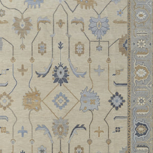 HomeRoots 4' Hand-Knotted Wool Area Rug with Floral Design in Gray, Ivory, and Blue – Timeless Elegance! 8' X 10' 566294