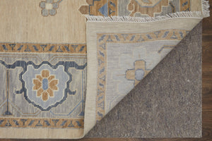 HomeRoots 4' Hand-Knotted Wool Area Rug with Floral Design in Gray, Ivory, and Blue – Timeless Elegance! 8' X 12' 566295