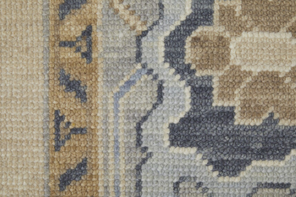 HomeRoots 4' Hand-Knotted Wool Area Rug with Floral Design in Gray, Ivory, and Blue – Timeless Elegance! 9' X 13' 566296