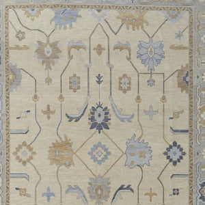 HomeRoots 4' Hand-Knotted Wool Area Rug with Floral Design in Gray, Ivory, and Blue – Timeless Elegance! 2' X 3' 566297