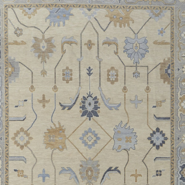 HomeRoots 4' Hand-Knotted Wool Area Rug with Floral Design in Gray, Ivory, and Blue – Timeless Elegance! 2' X 3' 566297