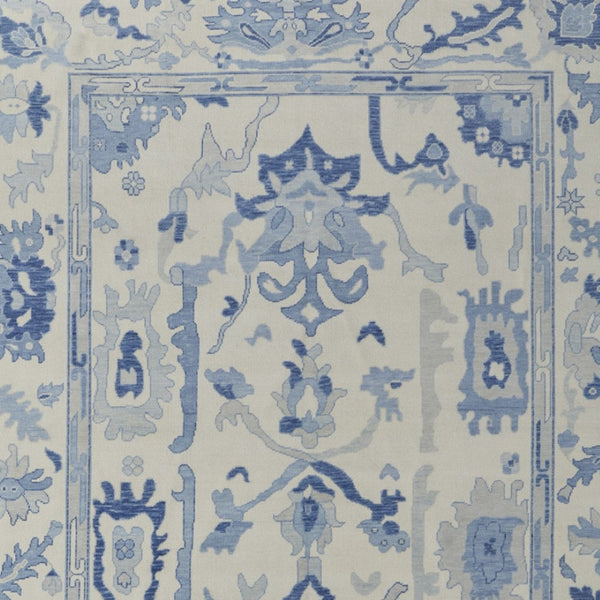 HomeRoots 4' Ivory and Blue Floral Hand-Knotted Wool Area Rug with Elegant Fringe for Timeless Home Style 2' X 3' 566303
