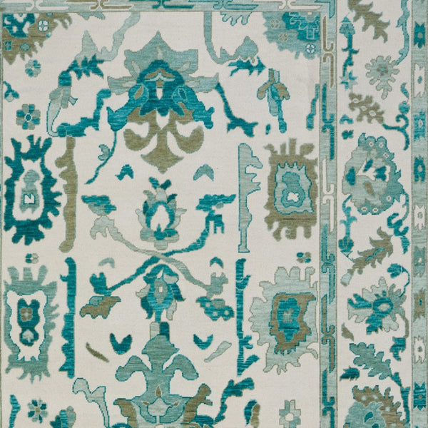 HomeRoots 4' Ivory and Blue Floral Hand-Knotted Wool Area Rug with Elegant Fringe for Timeless Home Style 2' X 3' 566309
