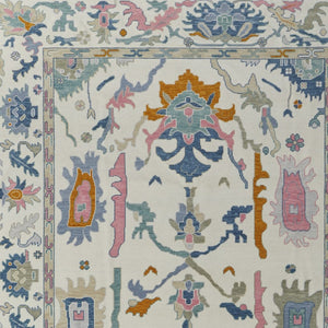 HomeRoots 4' Hand-Knotted Floral Wool Area Rug in Blue, Ivory & Pink - Durable, Stain-Resistant Design 4' X 6' 566310