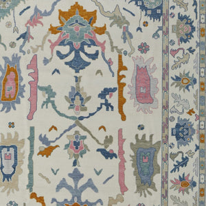 HomeRoots 4' Hand-Knotted Floral Wool Area Rug in Blue, Ivory & Pink - Durable, Stain-Resistant Design 2' X 3' 566315