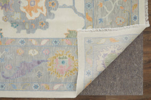 HomeRoots 4' Hand-Knotted Wool Area Rug with Gray, Ivory & Orange Floral Design - Elegant Fringed Finish 4' X 6' 566316