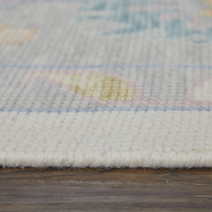 HomeRoots 4' Hand-Knotted Wool Area Rug with Gray, Ivory & Orange Floral Design - Elegant Fringed Finish 6' X 9' 566317