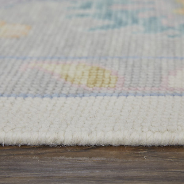 HomeRoots 4' Hand-Knotted Wool Area Rug with Gray, Ivory & Orange Floral Design - Elegant Fringed Finish 9' X 13' 566320