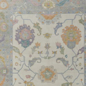 HomeRoots 4' Hand-Knotted Wool Area Rug with Gray, Ivory & Orange Floral Design - Elegant Fringed Finish 2' X 3' 566321