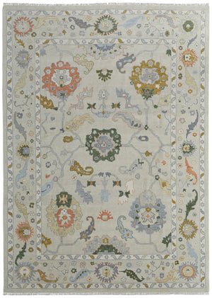 HomeRoots 4' Hand-Knotted Wool Area Rug with Floral Design in Gray, Ivory, and Gold - Cozy Elegance for Any Room 4' X 6' 566322