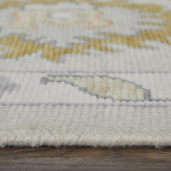 HomeRoots 4' Hand-Knotted Wool Area Rug with Floral Design in Gray, Ivory, and Gold - Cozy Elegance for Any Room 9' X 13' 566326