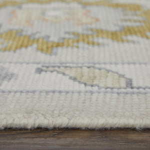 HomeRoots 4' Hand-Knotted Wool Area Rug with Floral Design in Gray, Ivory, and Gold - Cozy Elegance for Any Room 12' X 15' 566327