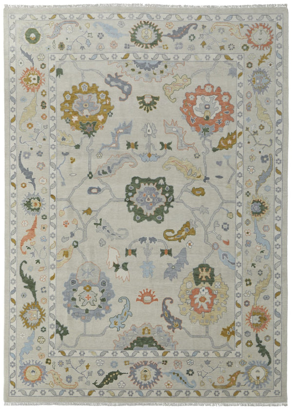 HomeRoots 4' Hand-Knotted Wool Area Rug with Floral Design in Gray, Ivory, and Gold - Cozy Elegance for Any Room 2' X 3' 566328
