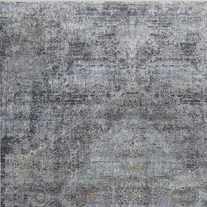 Homeroots 4' X 5' Gray And Silver Abstract Power Loom Worn Faded Area Rug Gray Viscose 566329
