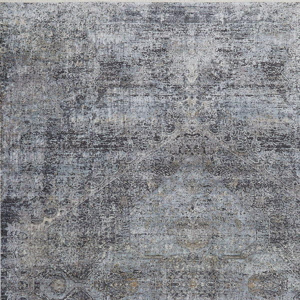 Homeroots 4' X 5' Gray And Silver Abstract Power Loom Worn Faded Area Rug Gray Viscose 566329