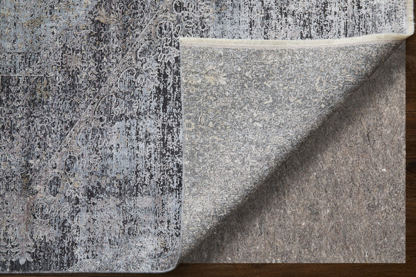 Homeroots 5' X 7' Gray And Silver Abstract Power Loom Worn Faded Area Rug Gray Viscose 566330