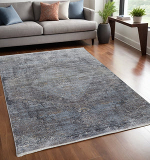 Homeroots 5' X 7' Gray And Silver Abstract Power Loom Worn Faded Area Rug Gray Viscose 566330