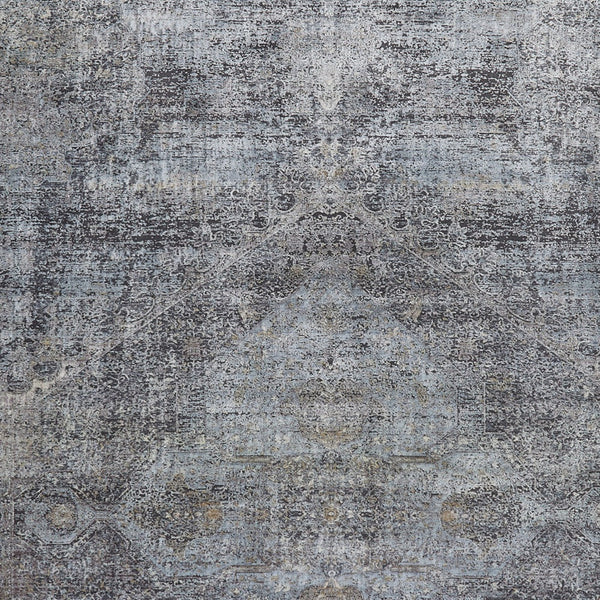 Homeroots 5' X 7' Gray And Silver Abstract Power Loom Worn Faded Area Rug Gray Viscose 566330